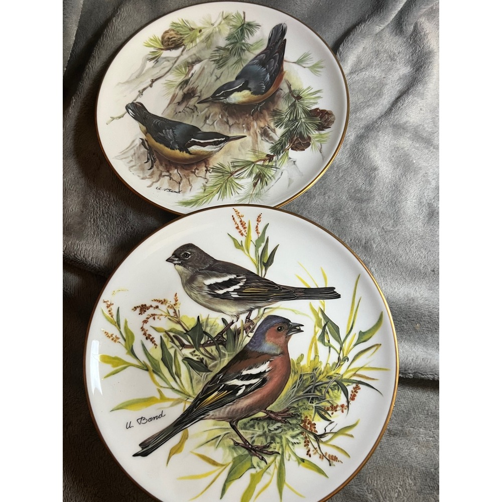 Lot 2 WWF Ursula Band Bird Plates Tirschenreuth Germany 1986 Gold Rim